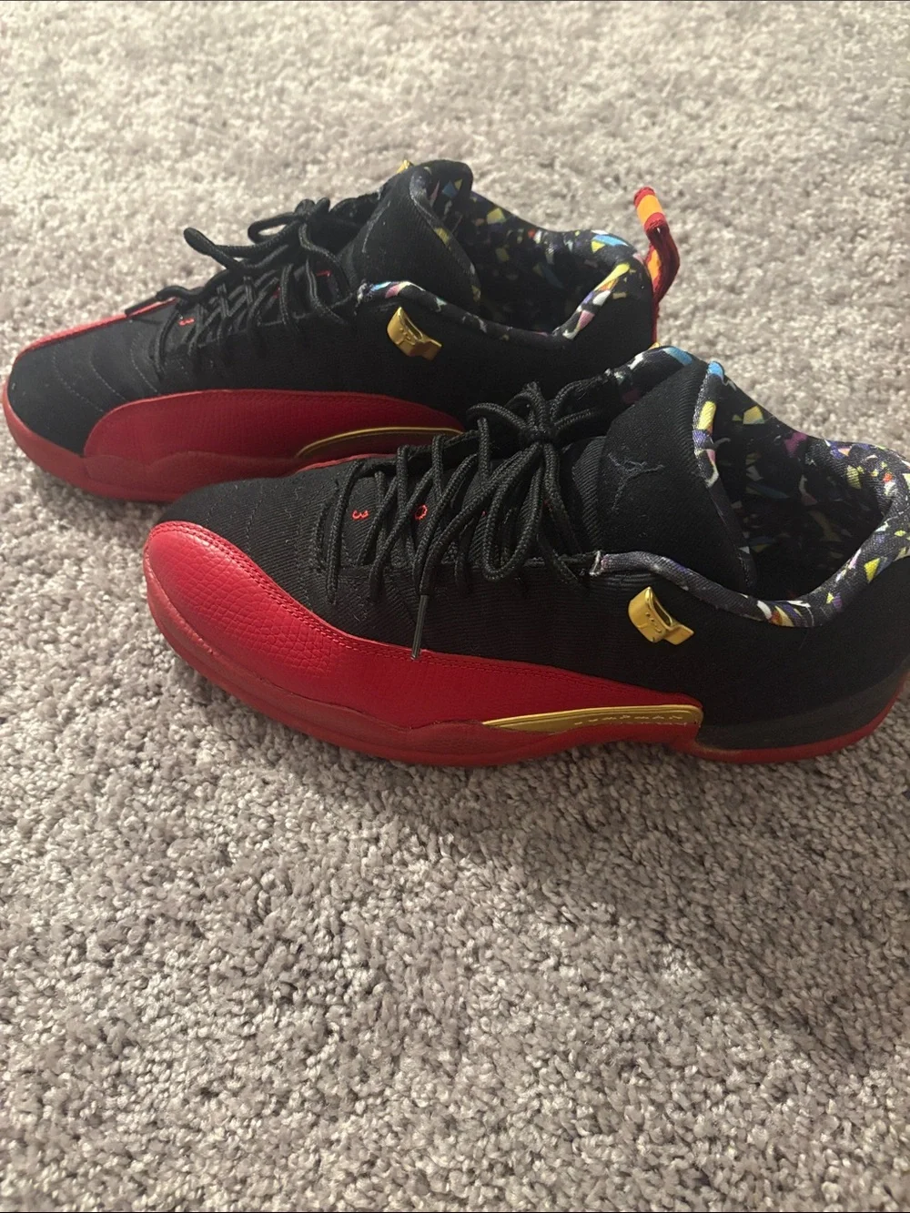 Jordan Men Black & Red Basketball Sneakers with Colorful Inner Collar